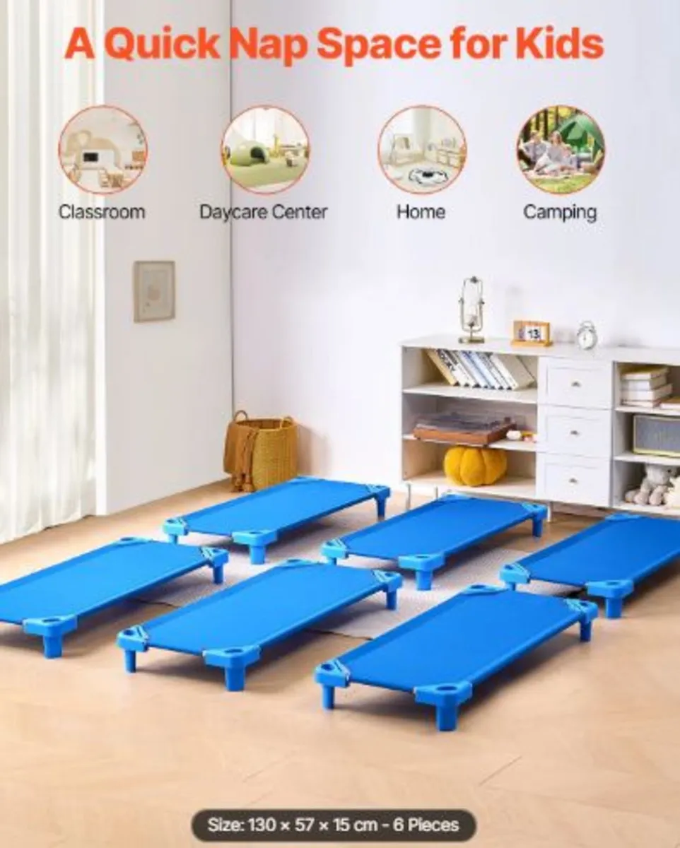 Stackable Kiddie Cot, Pack of 6, Portable Toddler - Image 4