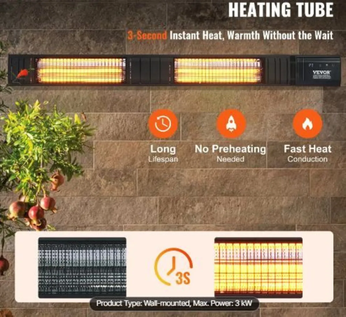 Infrared Heater, 3000W Remote Control - Image 2