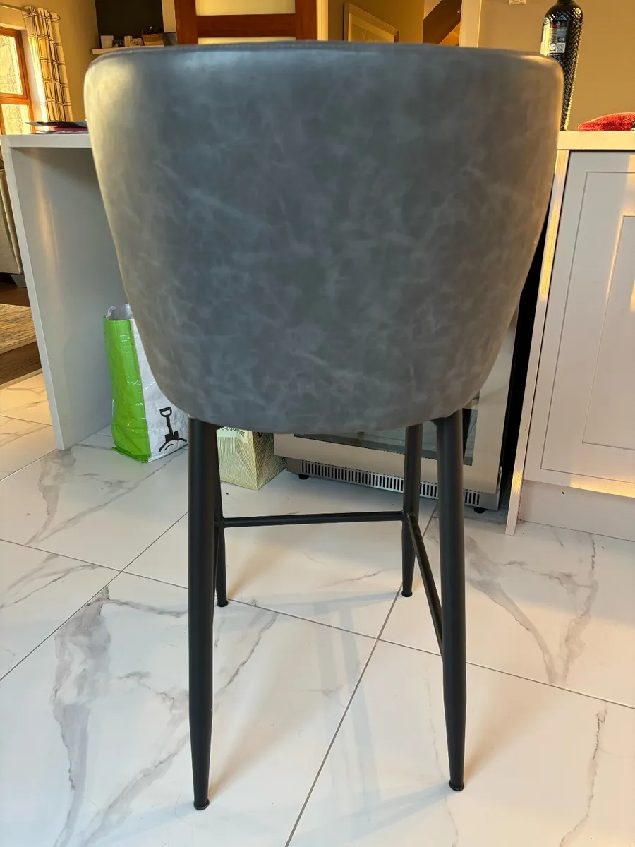 Ottowa Grey Leather Barstool - Image 2