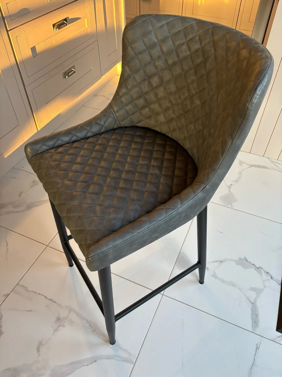 Ottowa Grey Leather Barstool - Image 3