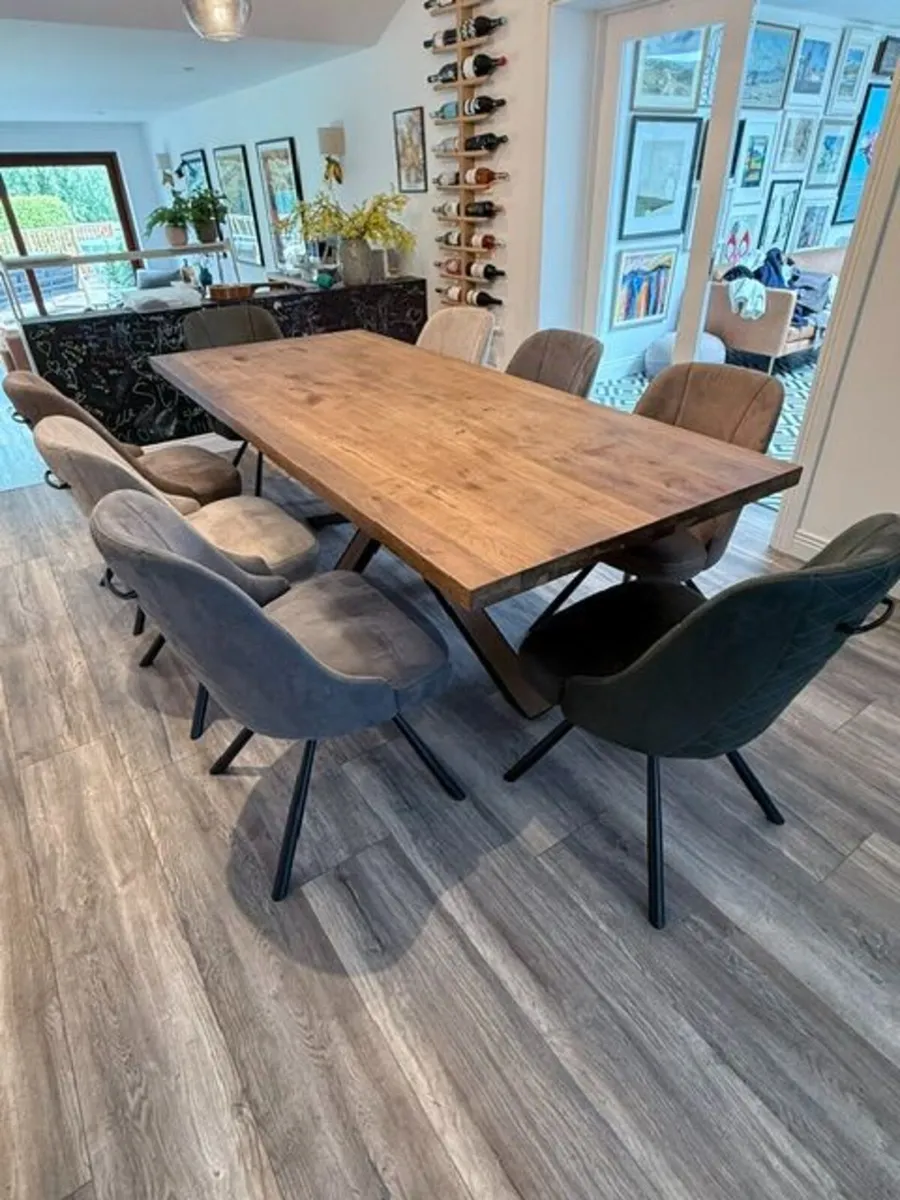 Large Dining Table and 6 Upholstered Dining Chairs - Image 3