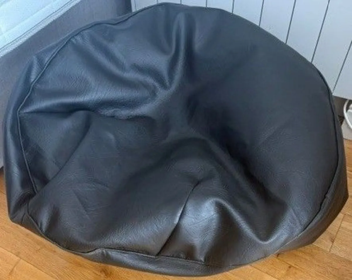Black Faux Leather Bean Bag (Large) - Image 1