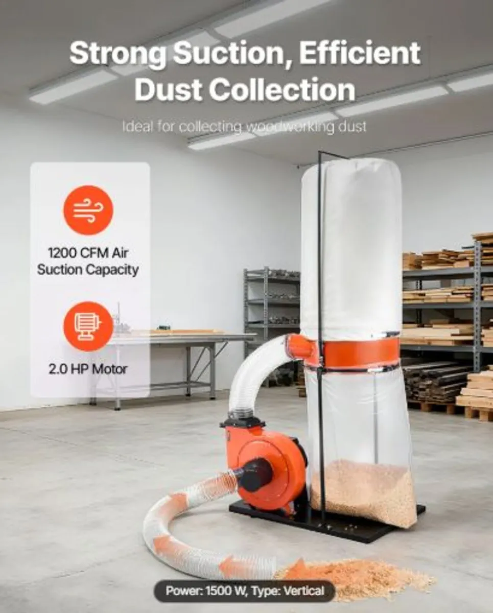 Dust Collector, 1200 CFM 2.5 Micron Vortex Cone - Image 2