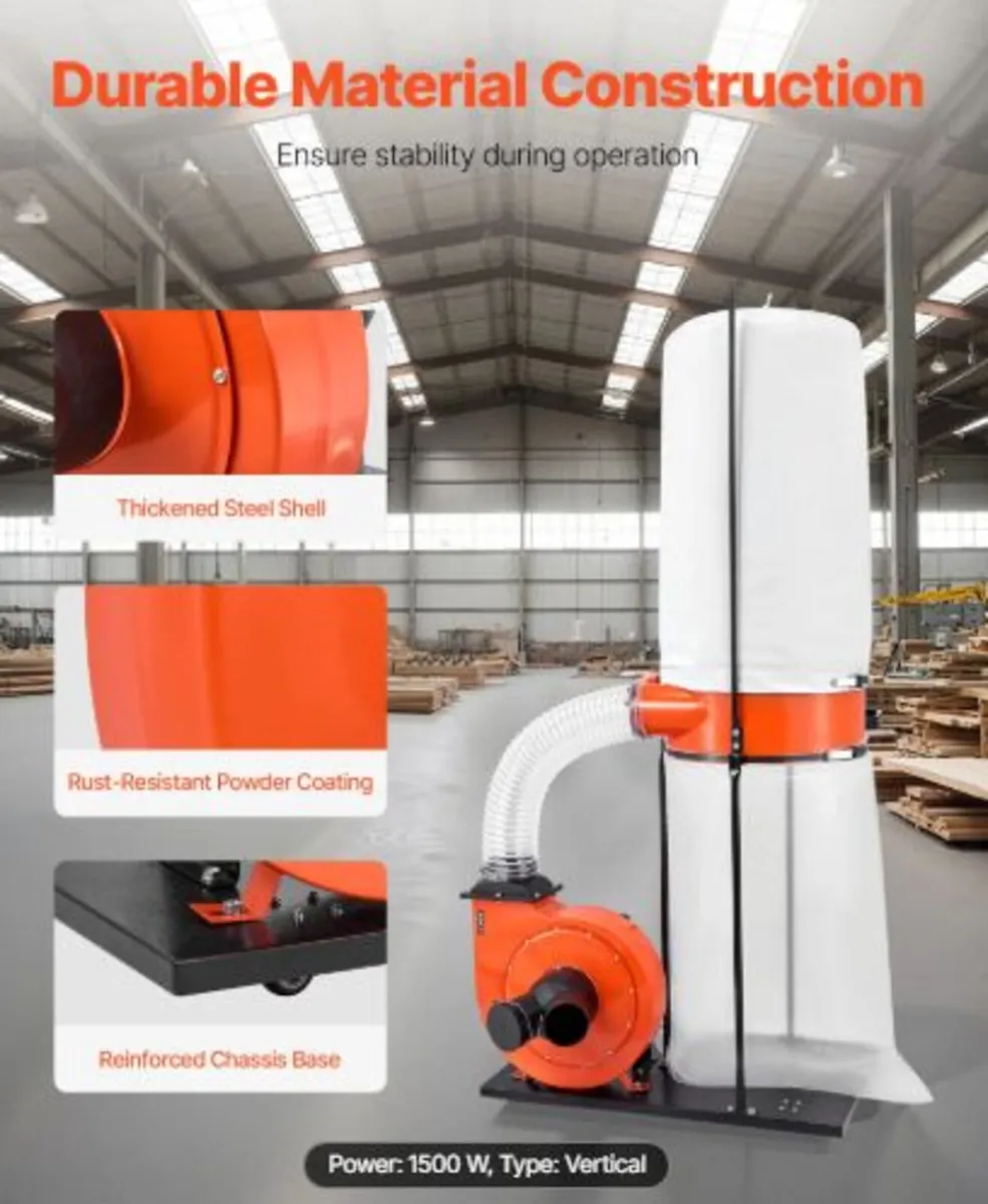 Dust Collector, 1200 CFM 2.5 Micron Vortex Cone - Image 3