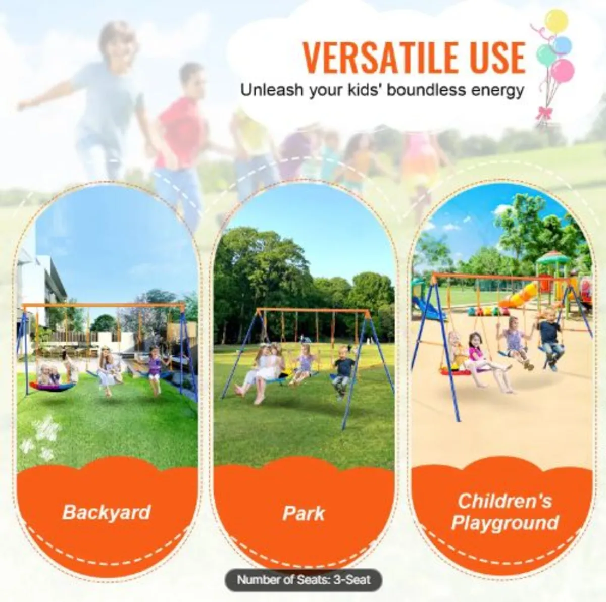 Swing Sets for Backyard,600lbs Load Capacity Swing - Image 3