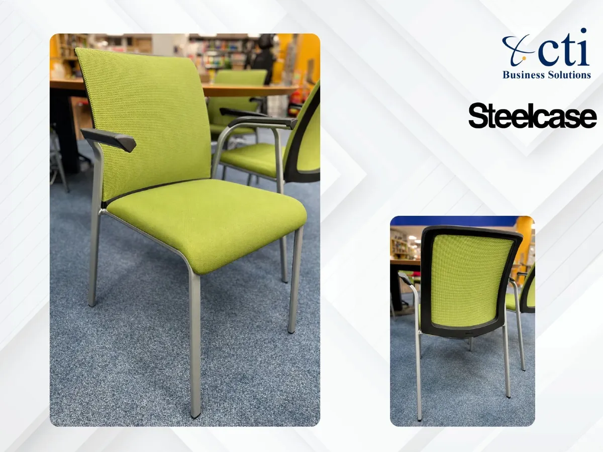 6 X Steelcase Green Meeting Chairs - Image 2