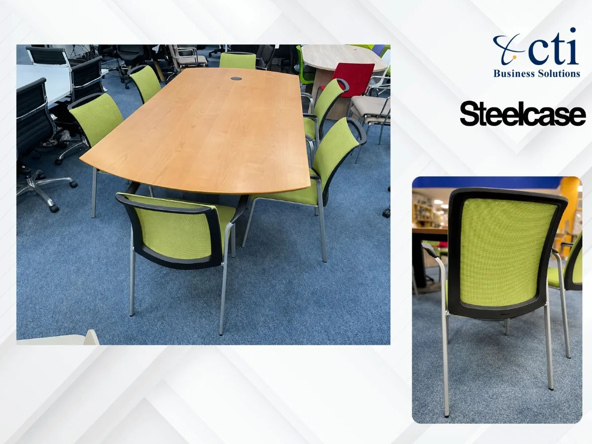 6 X Steelcase Green Meeting Chairs - Image 3