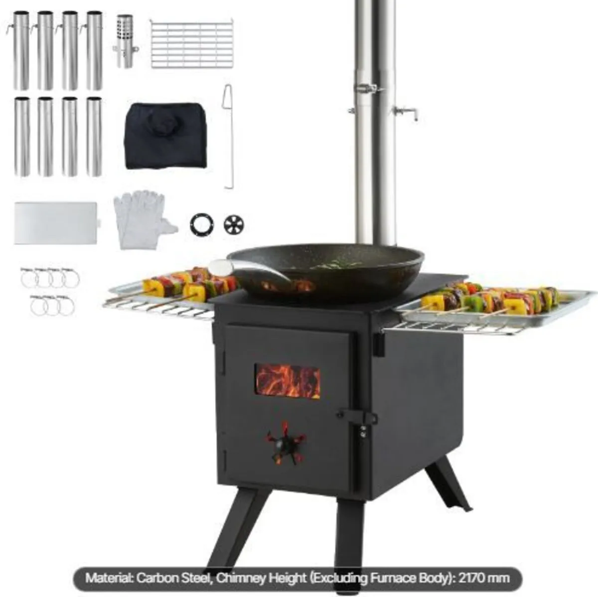 Wood Stove, 218.4 cm, Alloy Steel Camping - Image 1