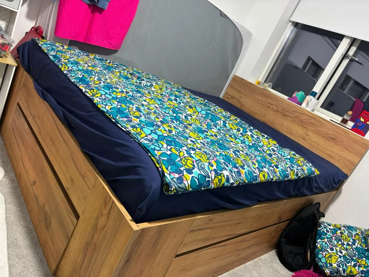 JYSK Euro double bed with mattress & storage - alm - Image 4