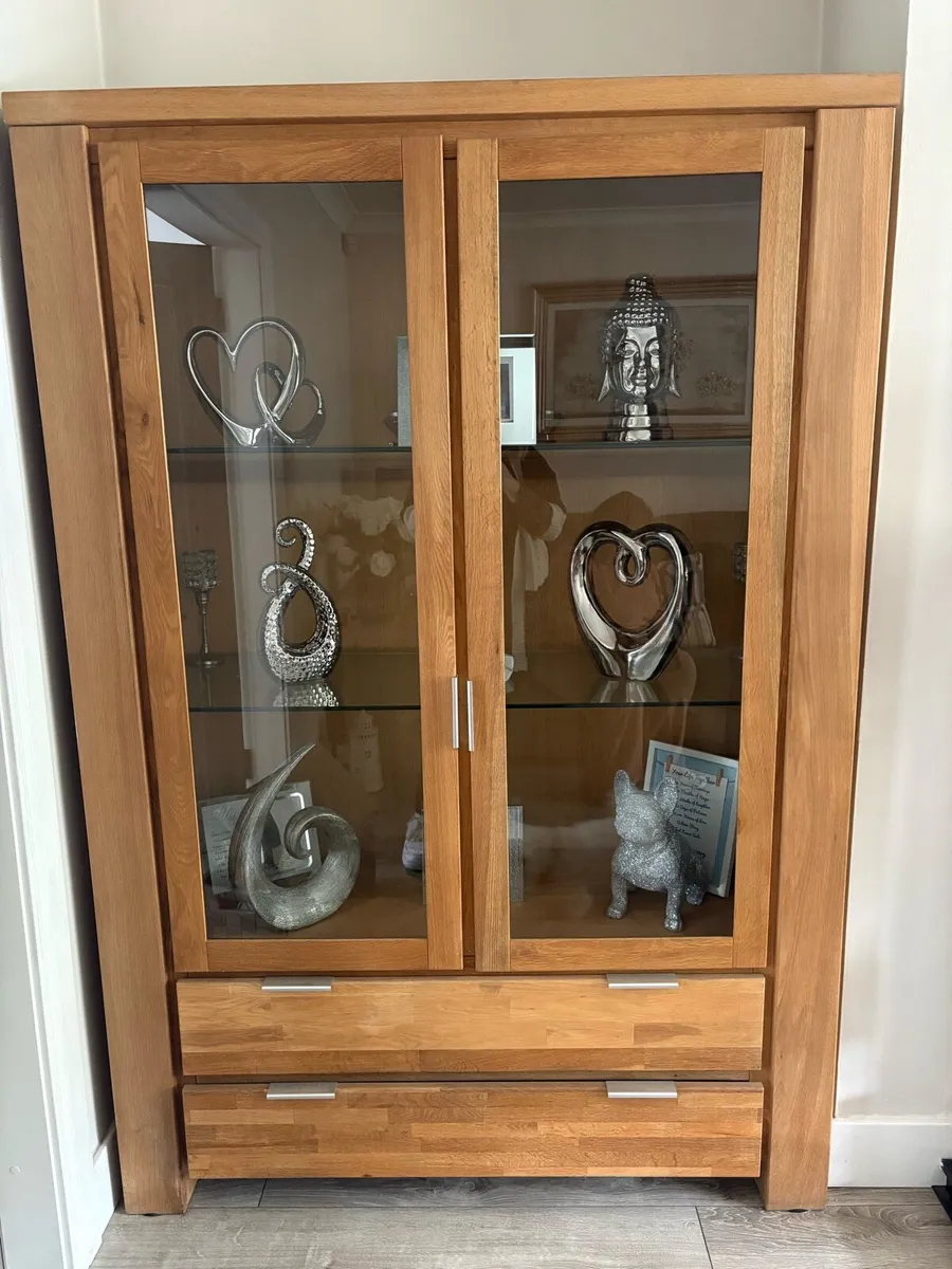 Solid Oak Cabint and TV Stand - Image 2