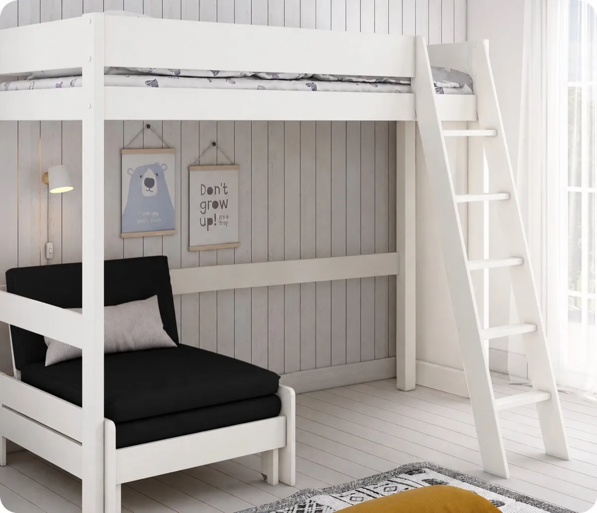 High Sleeper Double bed with single bed underneath - Image 1