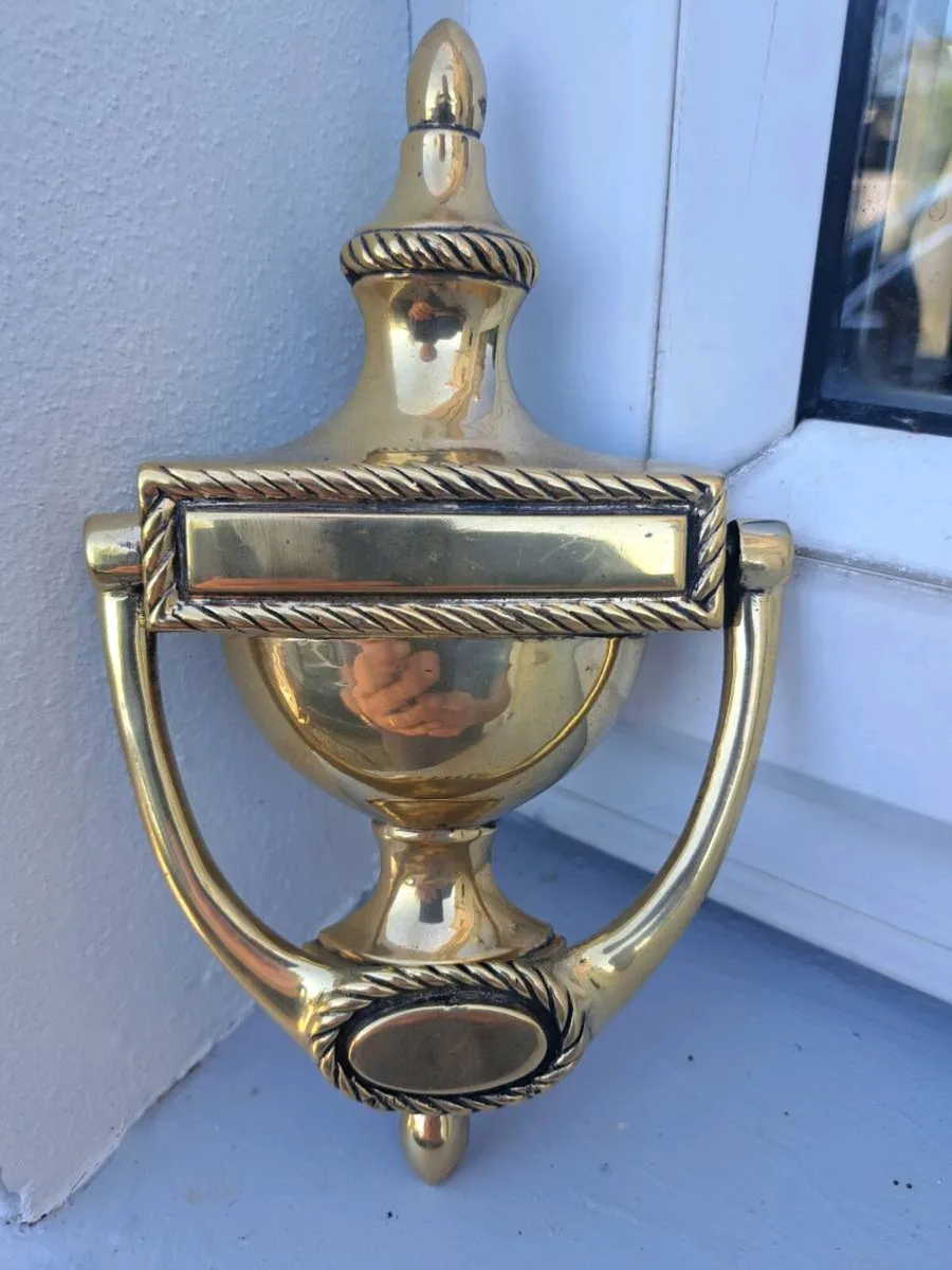 Old brass door striker - Image 2