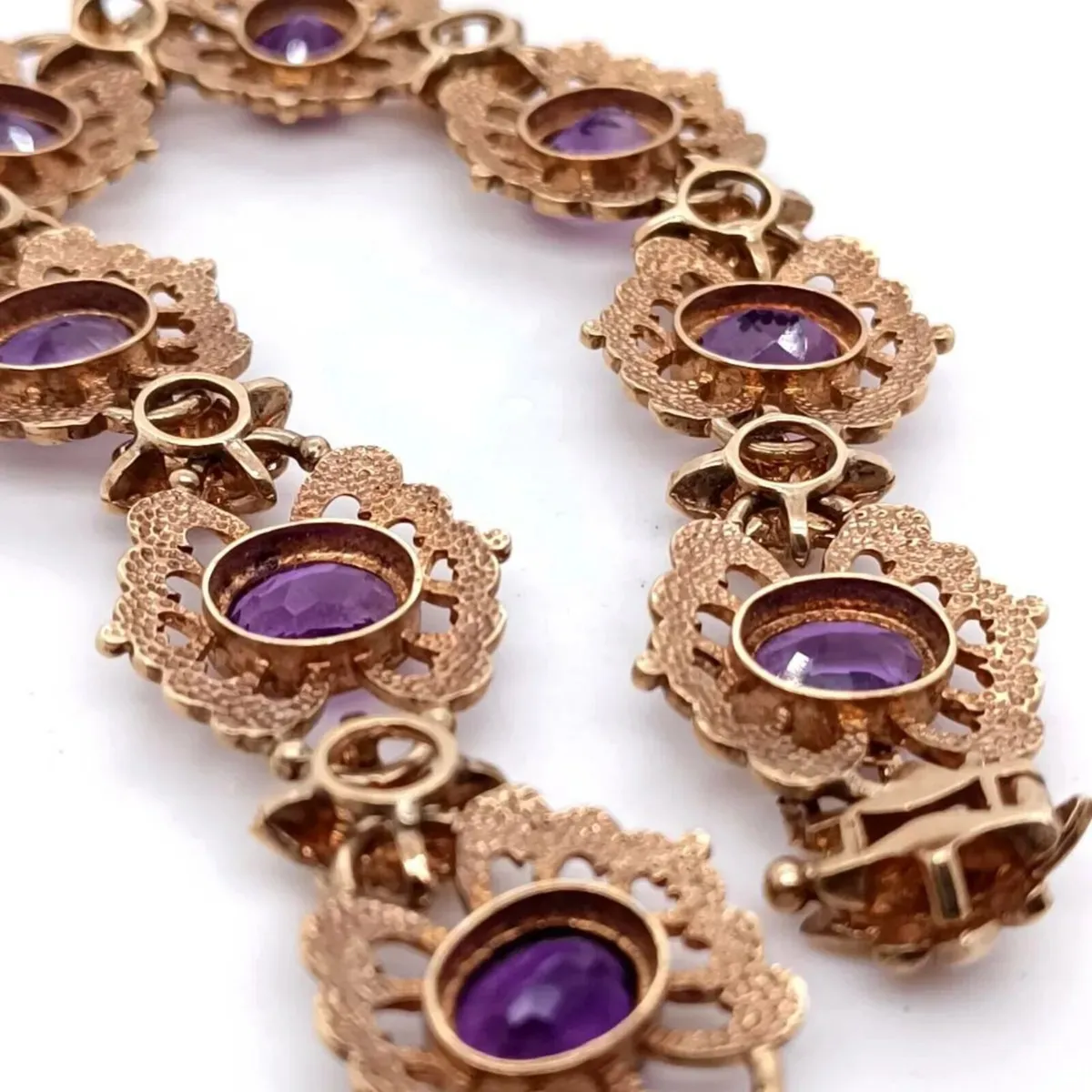 Amethyst & 9k Gold Antique Design Bracelet - Image 3