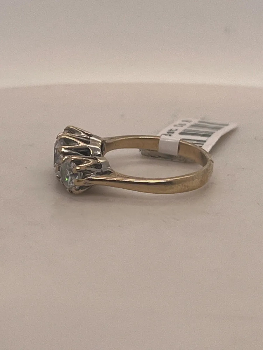 9k gold 3 stone cz ring - Image 4