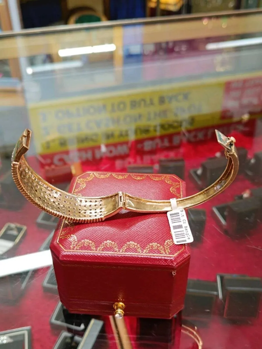 9k Yellow Gold Zirconia Vintage Pave Bracelet - Image 4