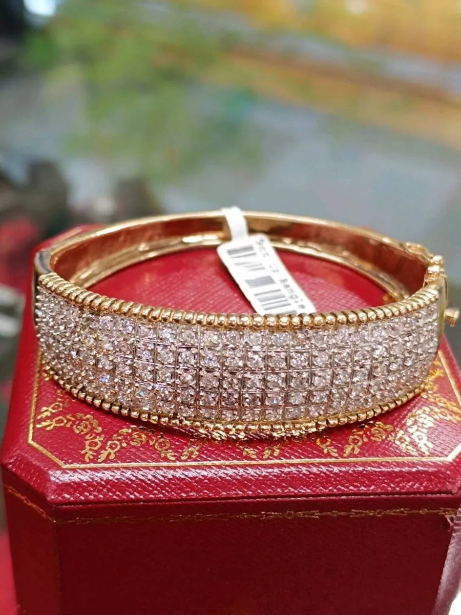 9k Yellow Gold Zirconia Vintage Pave Bracelet - Image 2