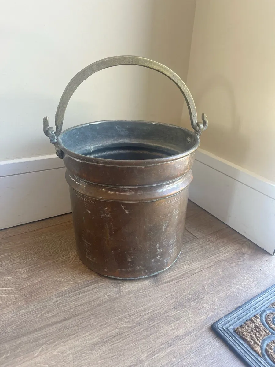 Antique Copper Log Bucket - Image 1