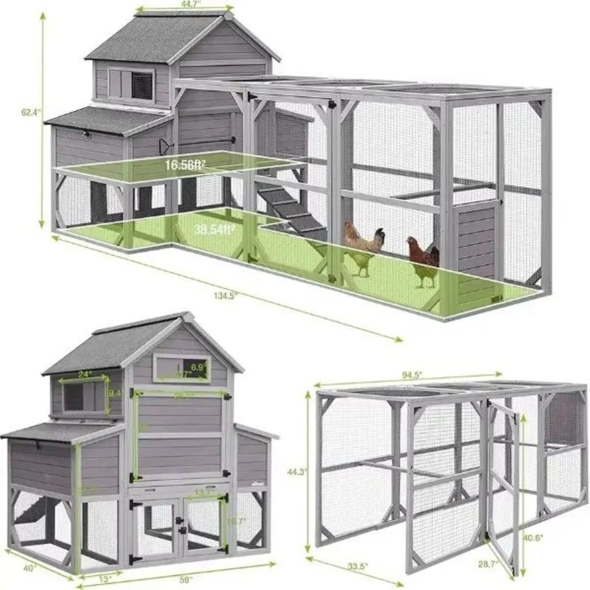 Coop Du Jour Chicken Coop – 6-8 Birds – Grey and W - Image 2