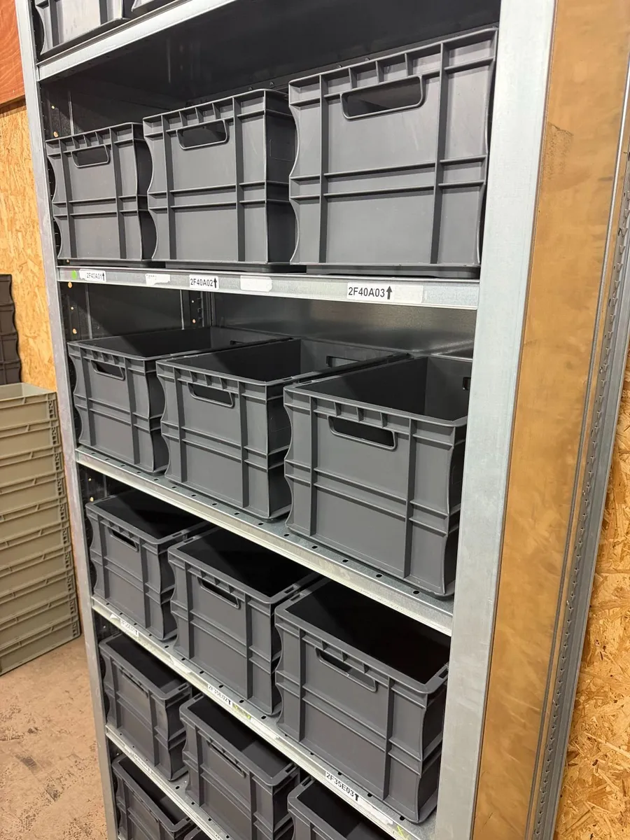 7 tier galvanised shelving with storage boxes - Image 2
