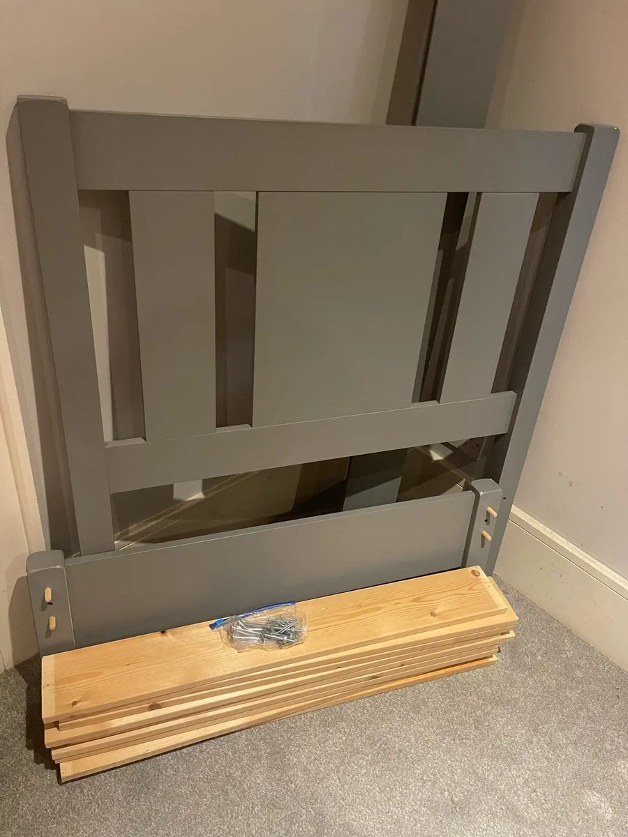 Beautiful Grey Wooden Single Bed Frame - Deliver - Image 2