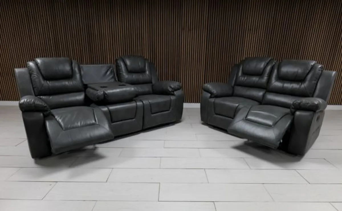 Axel 3+2 Manual Leather Recliner Sofa Set - Image 2