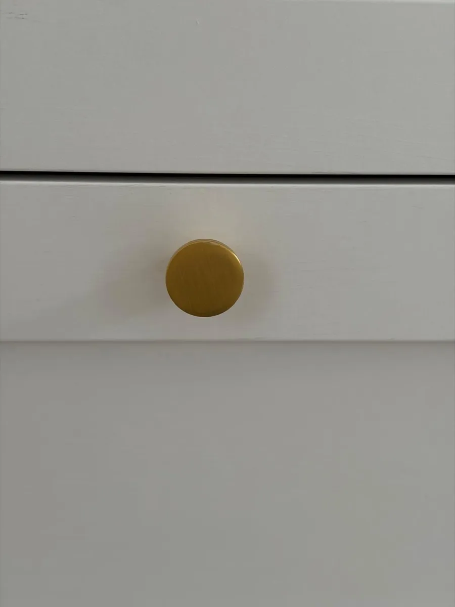 White Chest of Drawers – 3 Drawers, Gold Handles - Image 2