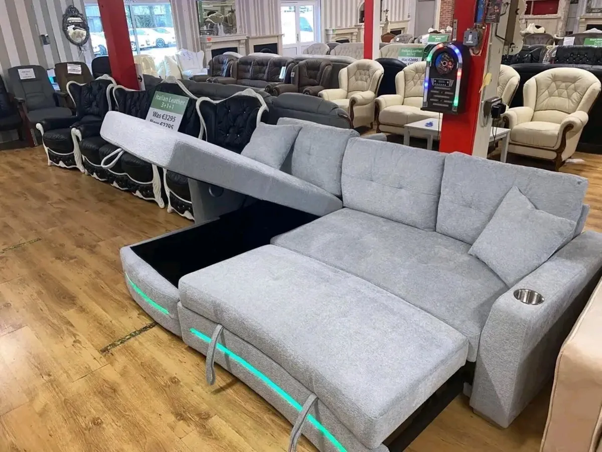 New Dallas Electric Grey & Beige Sofa Bed - Image 2