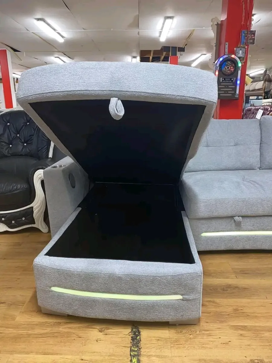 New Dallas Electric Grey & Beige Sofa Bed - Image 3