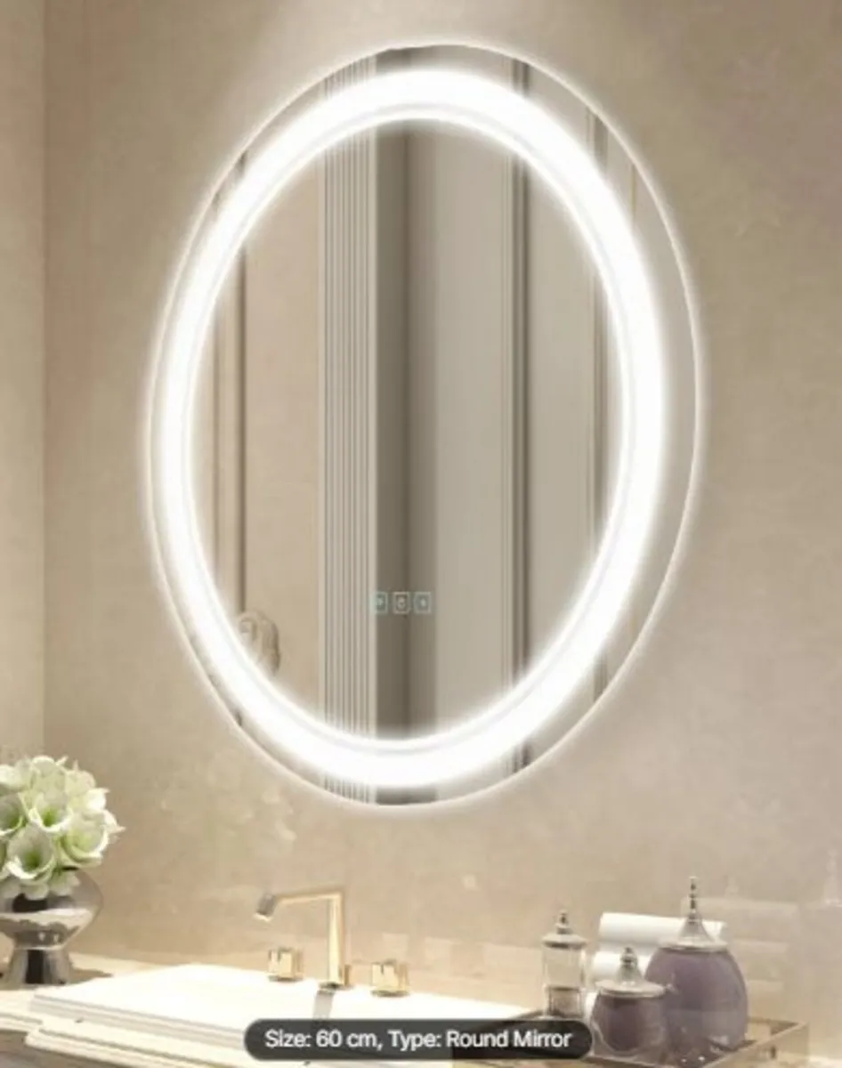 LED Bathroom Mirror, 60 cm LED Bathroom Round - Image 1