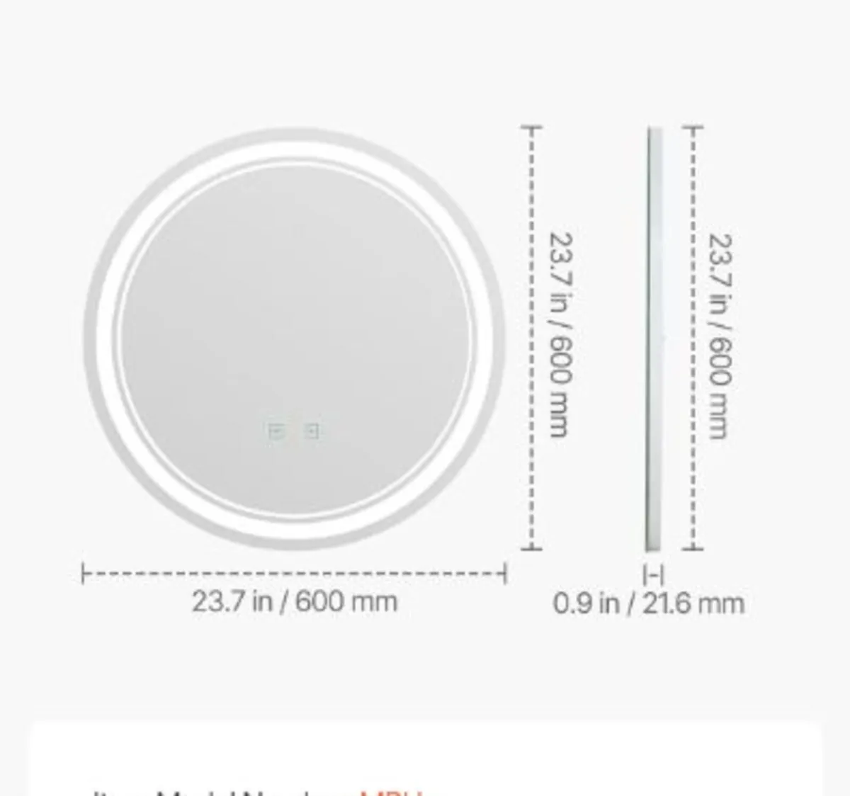 LED Bathroom Mirror, 60 cm LED Bathroom Round - Image 4