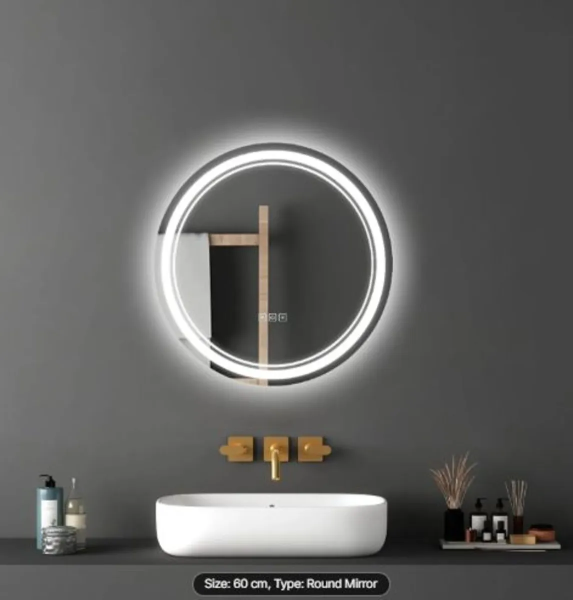 LED Bathroom Mirror, 60 cm LED Bathroom Round - Image 3