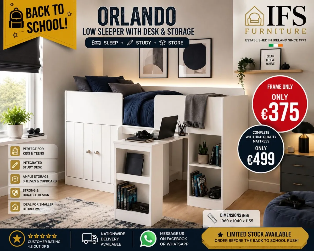 🛏️ Low Sleeper with Desk & Storage – ONLY €375