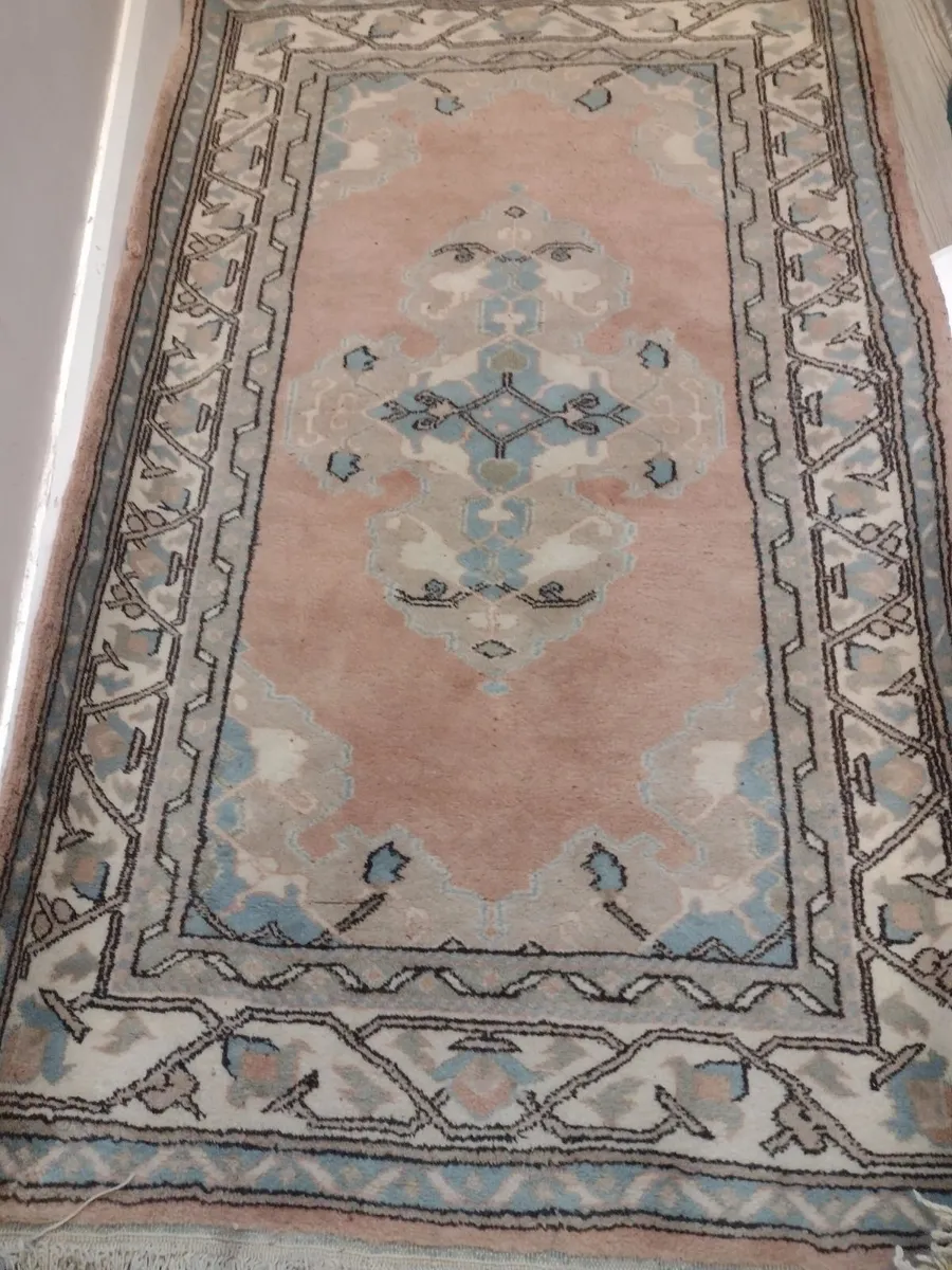 Vintage handmade 100% wool rug - Image 3