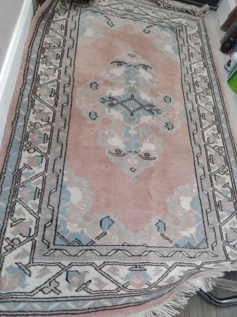 Vintage handmade 100% wool rug - Image 4
