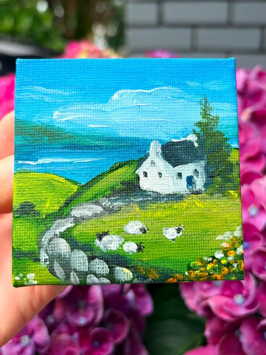 canvas painting art Ireland landscape sheep - Image 1