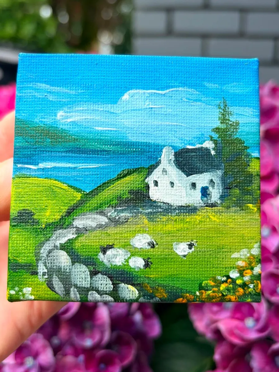 canvas painting art Ireland landscape sheep - Image 2