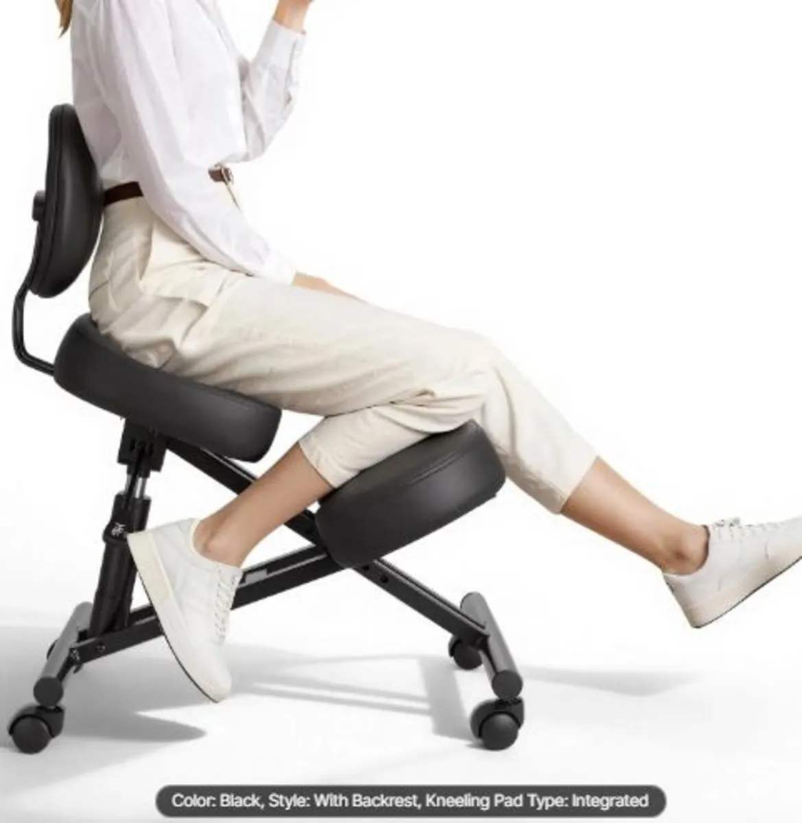 Ergonomic Kneeling Chair with Backrest & Wheels, - Image 1