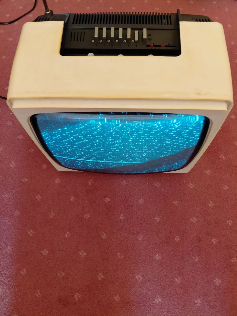 1970s / 1980s  Black + White Portable Television - Image 1