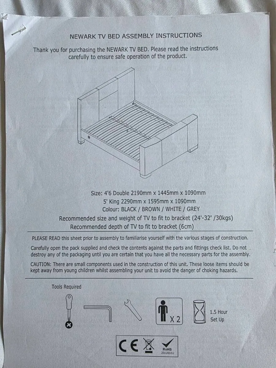 Black tv bed with mattress - Image 2
