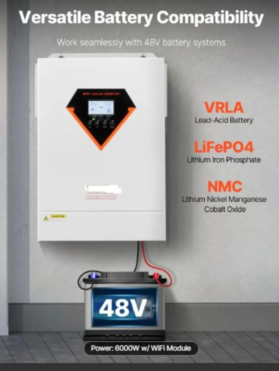 Hybrid Solar Inverter,6000W, All in One Pure Sine - Image 3