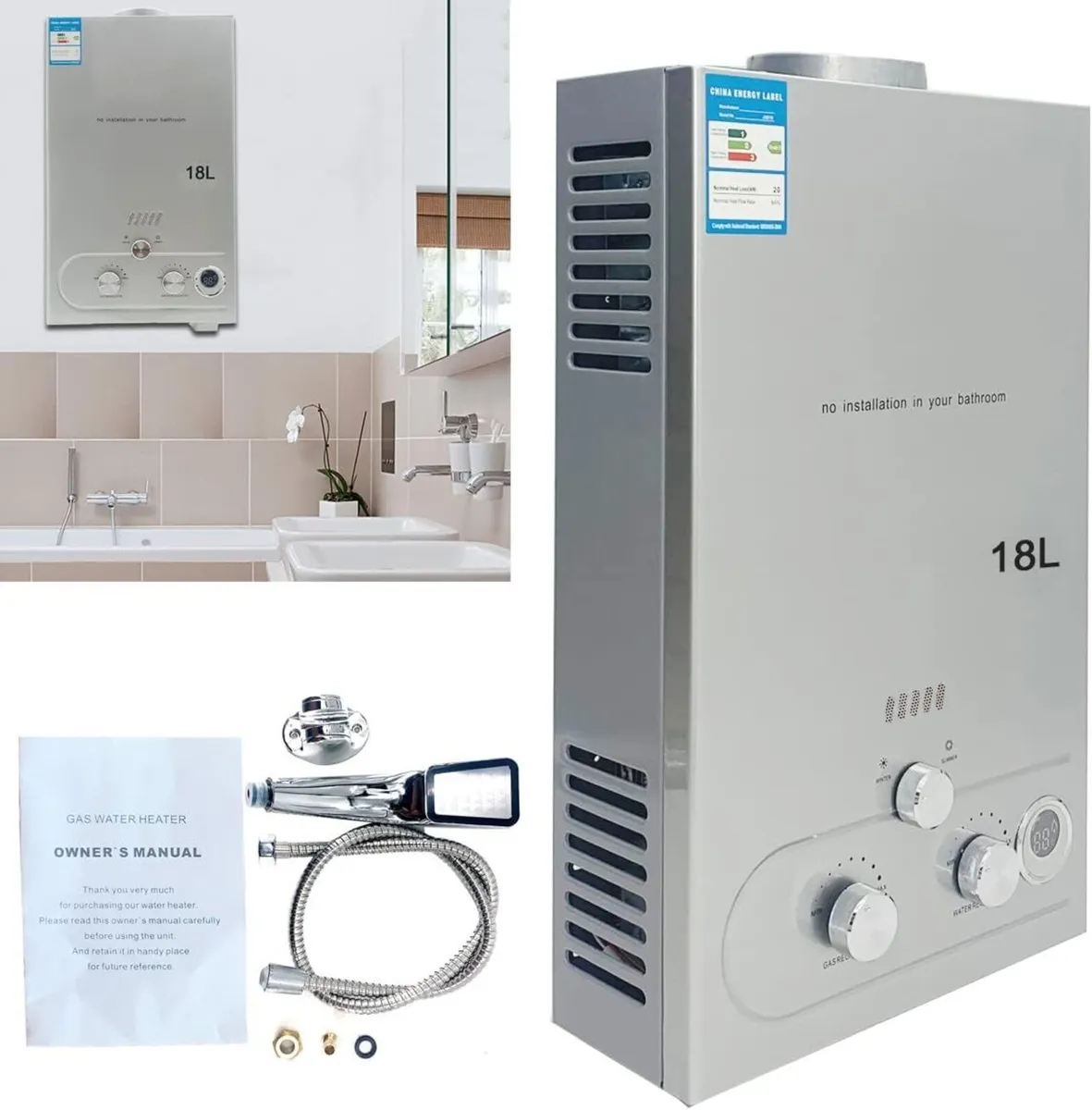 18L Instant Gas Hot Water Heter Tankless Boiler - Image 3