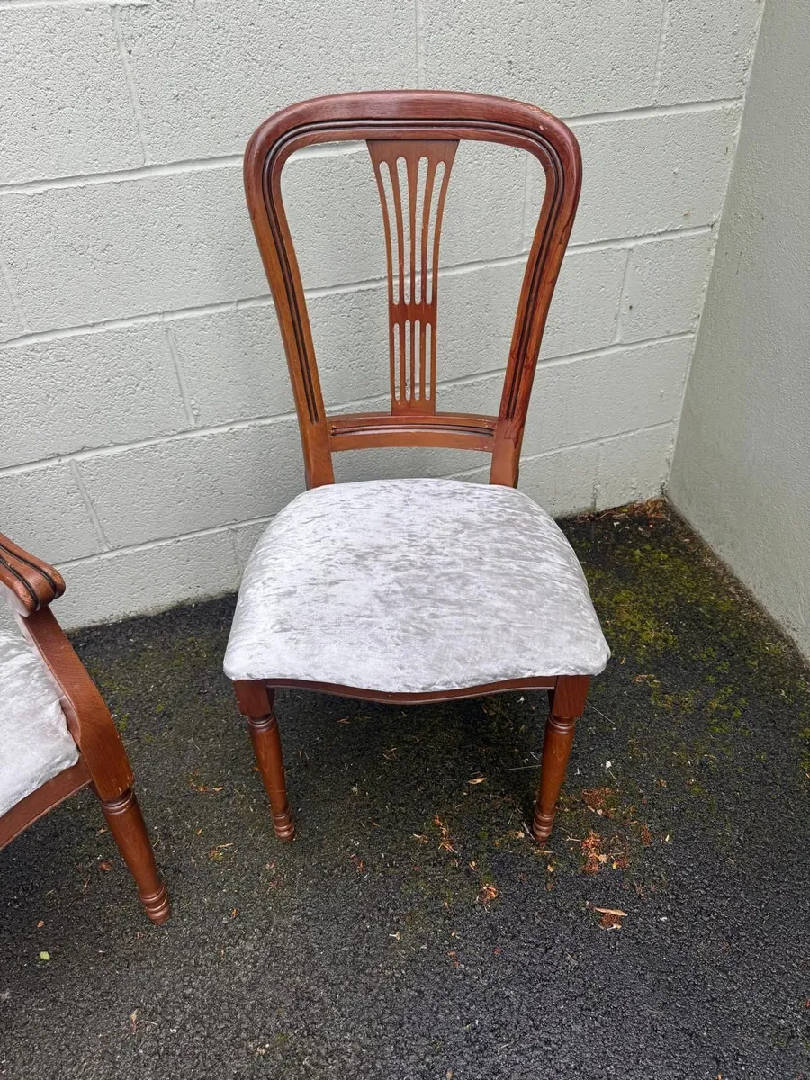 Set of 8 Wooden Dining Chairs 6 Chairs 2 Carvers - Image 1