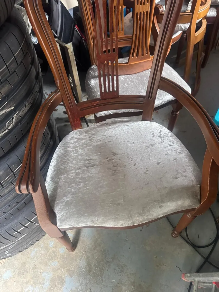 Set of 8 Wooden Dining Chairs 6 Chairs 2 Carvers - Image 2