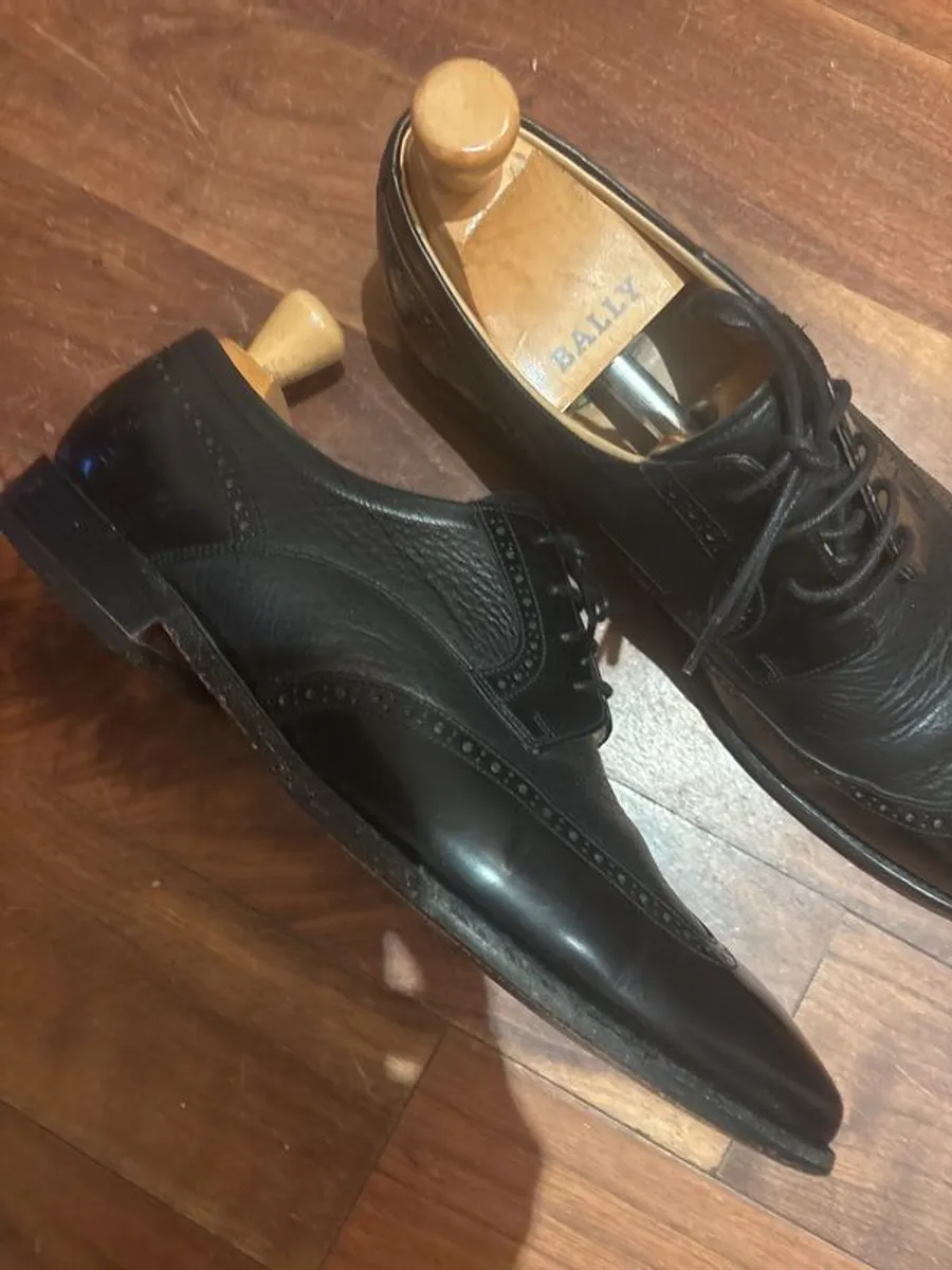 Reduced - Classic Barker Black Leather Comfort Gel Zone Laced Shoes - Size 10 - Image 4