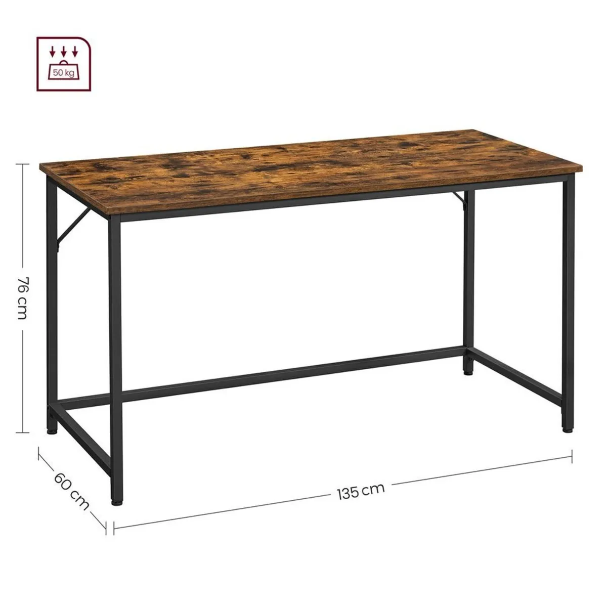 Computer Desk 135 cm with Black Steel Frame Office - Image 4