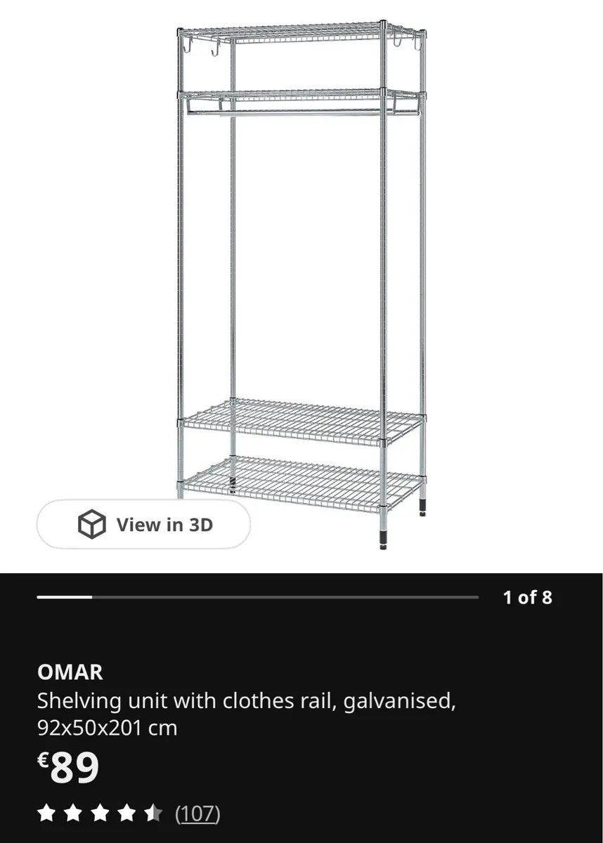 IKEA wardrobe clothes rail shelf - Image 1