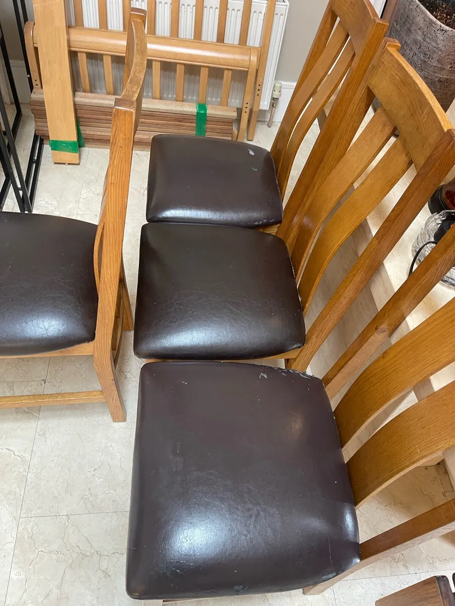 4 x Lovely Sturdy Leather Kitchen Dining Chairs - Image 2
