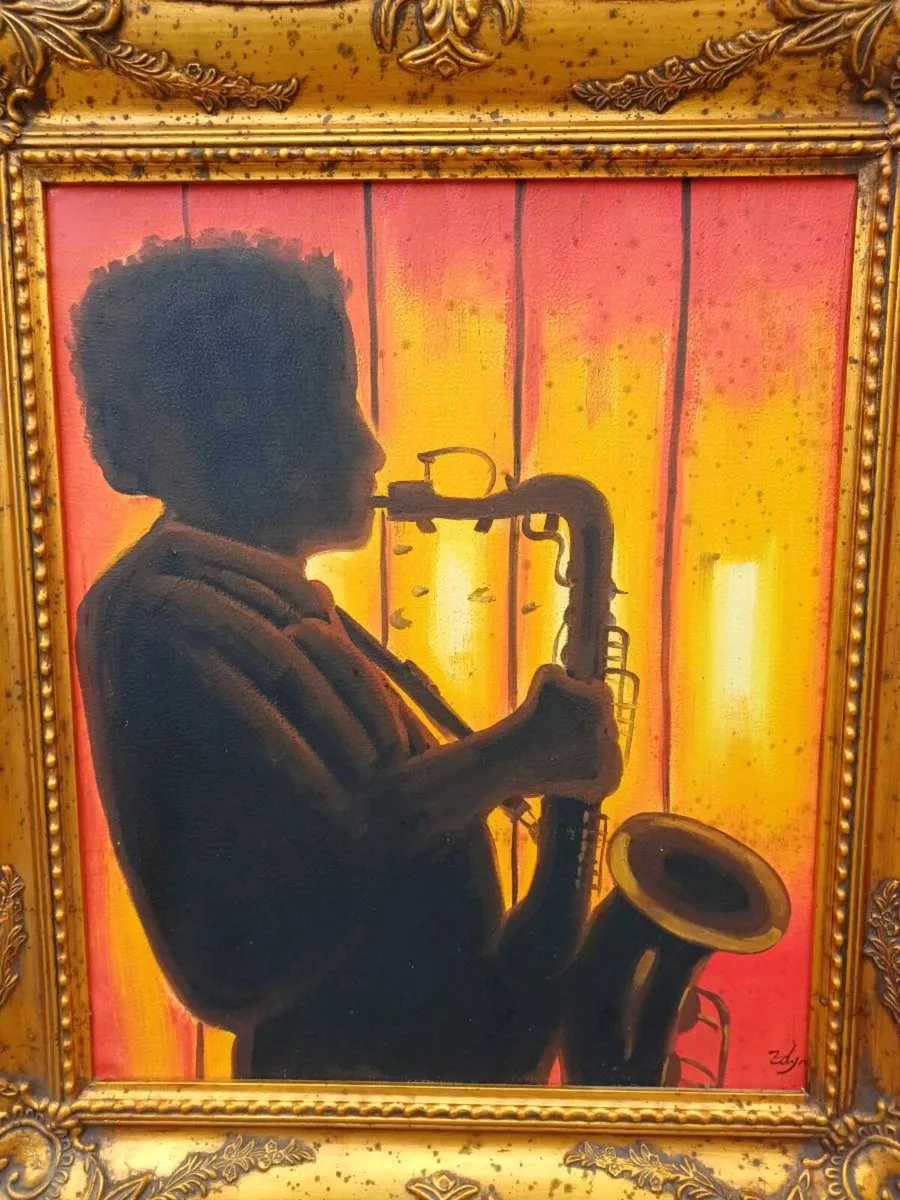 Vintage Saxophone Silhouette Portrait Picture - Image 2
