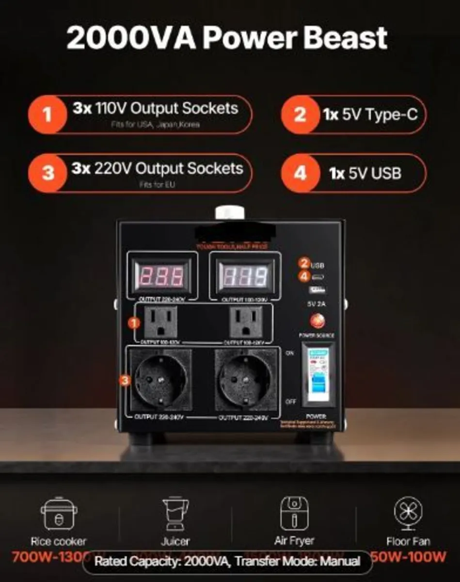 Voltage Converter Transformer, 2000VA - Image 1