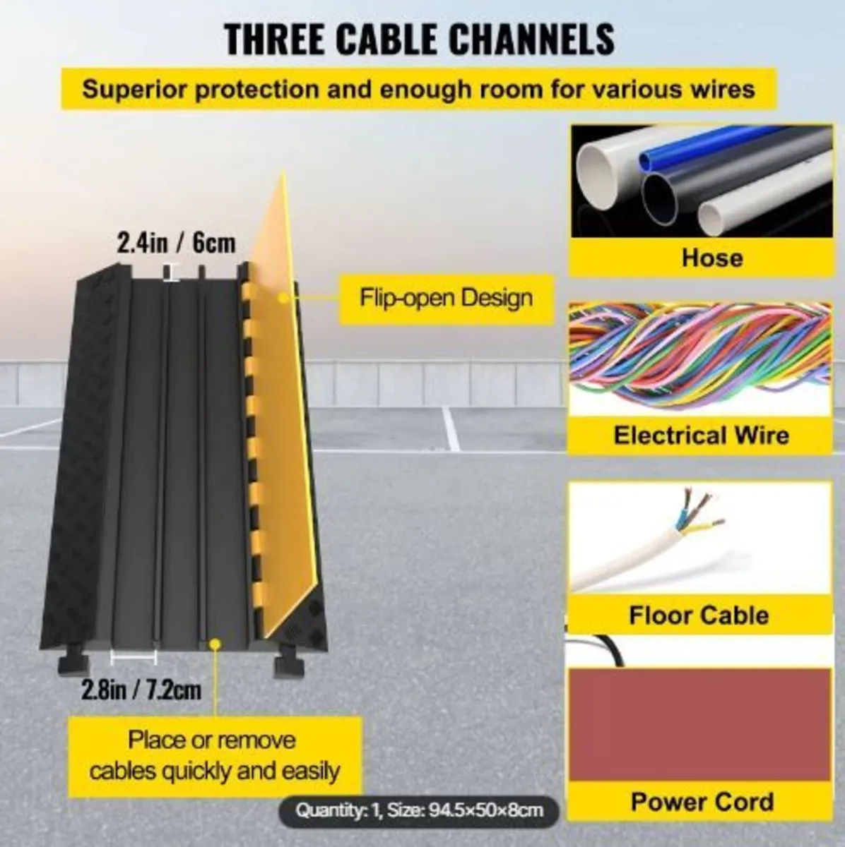 3 Channel Rubber Cable Protector Ramp - Image 2